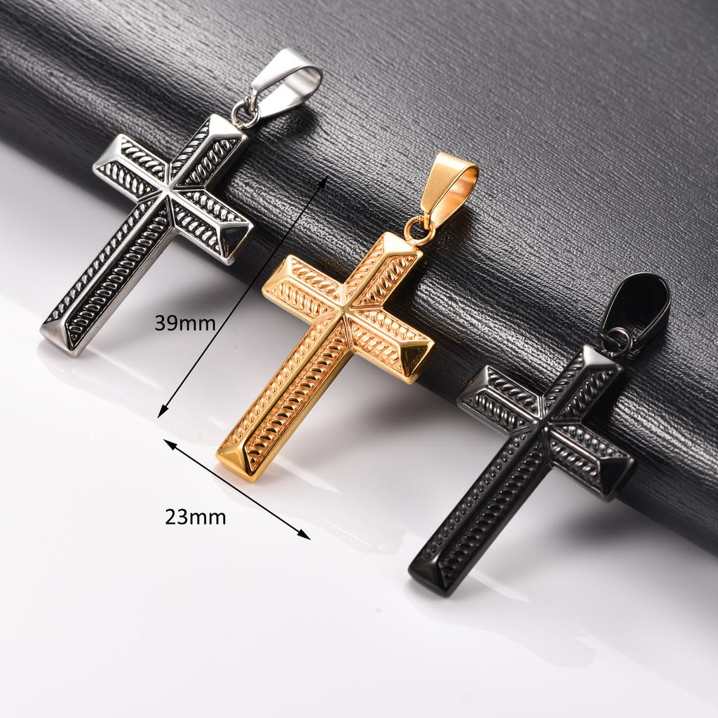 Vintage Stainless Steel Cross Pendant Necklace for Women Men Religious Christ Charm Chain Christian Faith Prayer Metal Jewelry