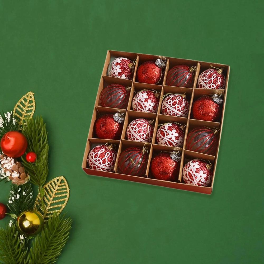 16pcs 6cm Christmas Hanging Balls Set Foam Xmas Tree Ornaments Christmas Balls Pendant Party Favors