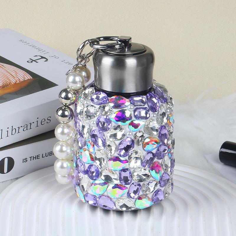 Portable Bling Insulated Water Bottle Thermos Stainless Steel Crystal Diamond Bottle Coffee Mug Auto Car Vacuum Cup Tumbler