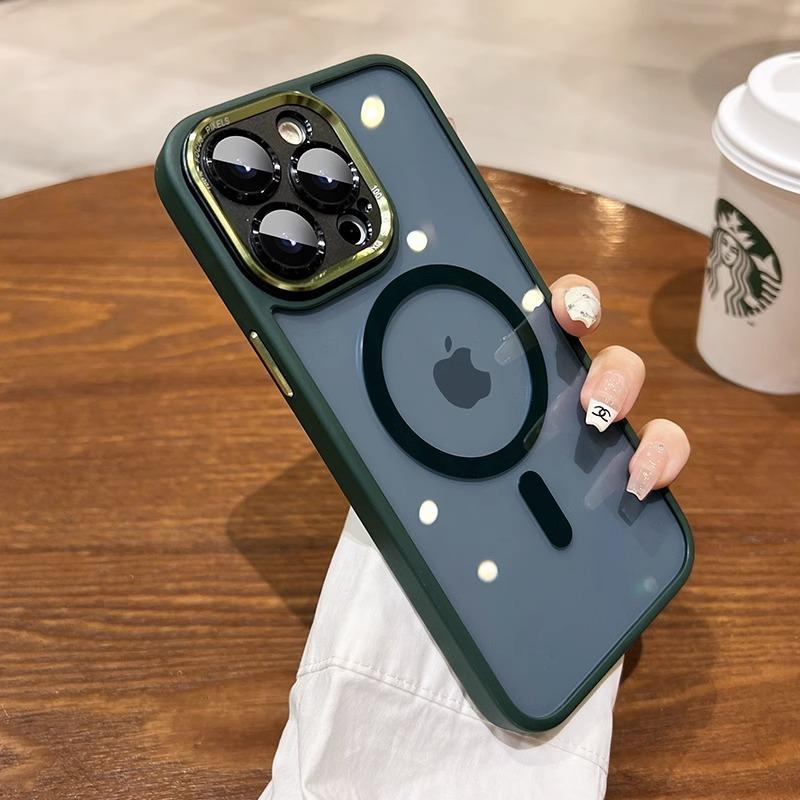 Luxury Matte Bumper Magnetic Clear Case For iPhone 15 14 13 12 11 Pro Max 14 Plus Magsafe Wireless Charge Lens Protection Cover