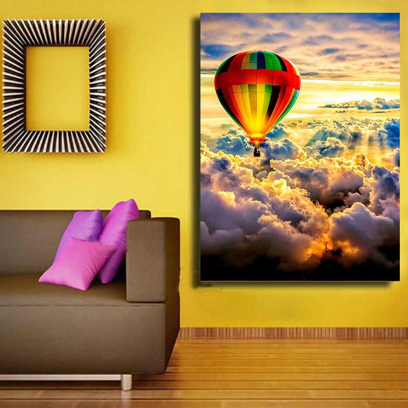 Diamond Painting Hot Air Balloon Lovely Flower Design Embroidery Wall Decoration
