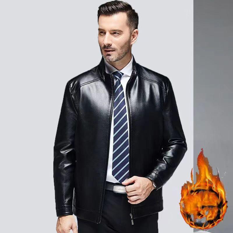 

Мужская зимняя теплая куртка из искусственной кожи с воротником, свободная короткая повседневная куртка на молнии, утолщенная теплая куртка XS