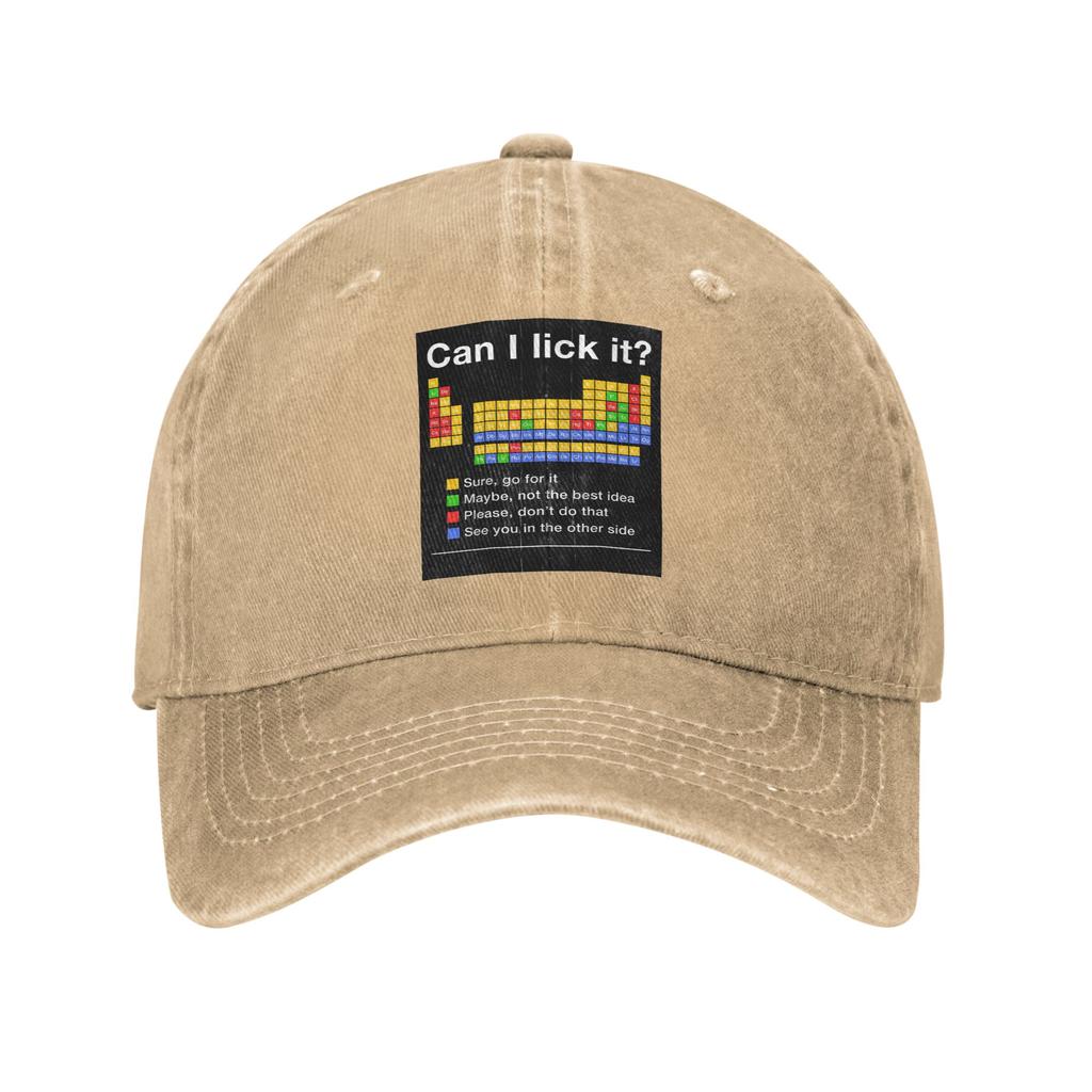 Can I Lick It Periodic Table Washed Denim Cap Casual Baseball Caps Adjustable Hat Summer Unisex Baseball Hats