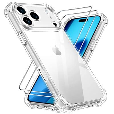 Pouzdro 3 v 1 pro iPhone 17 Pro Max/ 17 / 17 Pro 17 Air a 2 ks ochranného skla + Měkký silikonový nárazuvzdorný kryt