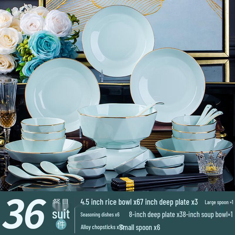 Elegant Ceramic Dinnerware Set with Gold Trim