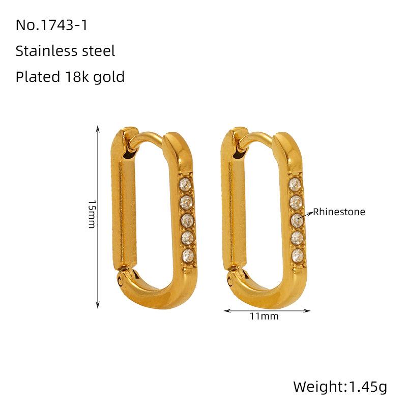

Легкие роскошные модные универсальные серьги из нержавеющей стали с покрытием из золота 18 карат, геометрические серьги с бриллиантами, простые женские серьги