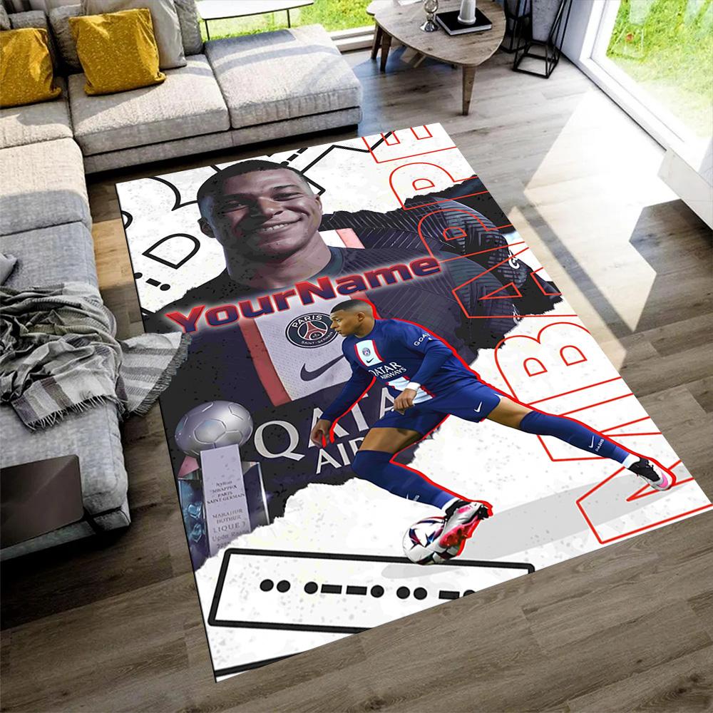 Mbappe Customizable Name Floor Rug Office Rug Perfect for Foyer Bedrooms Kitchen Living Rooms Antislip Carpet Anime Office Decor
