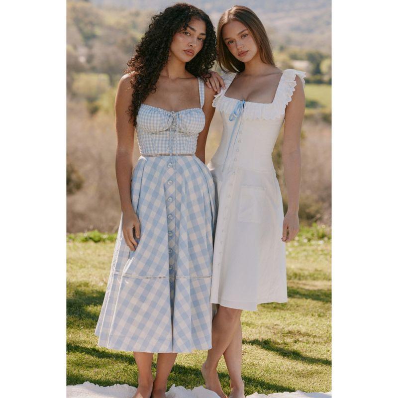 Sea Salt Flavor Summer House Same Style Fresh Sweet Temperament Elegant Waist Hugging Lace-up Design Sense Sling Dress