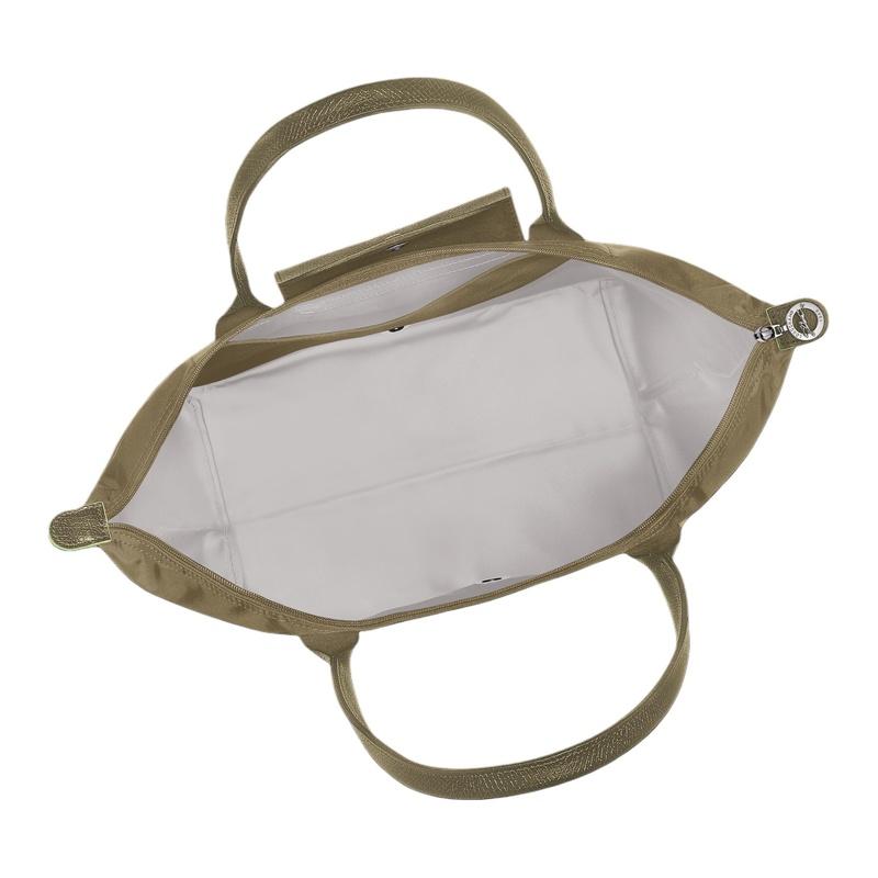 Longchamp Le Pliage Green Logo Druckknopf-Reißverschluss Polyamid Schulter-Handtasche Regular Damen Artischocke 1899919M04