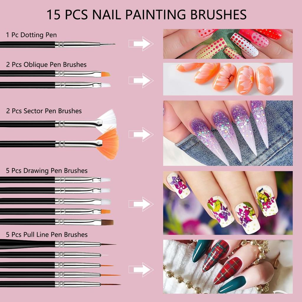BORN PRETTY 31-Piece Nail Art Brush Set with Brush Holder and Palette