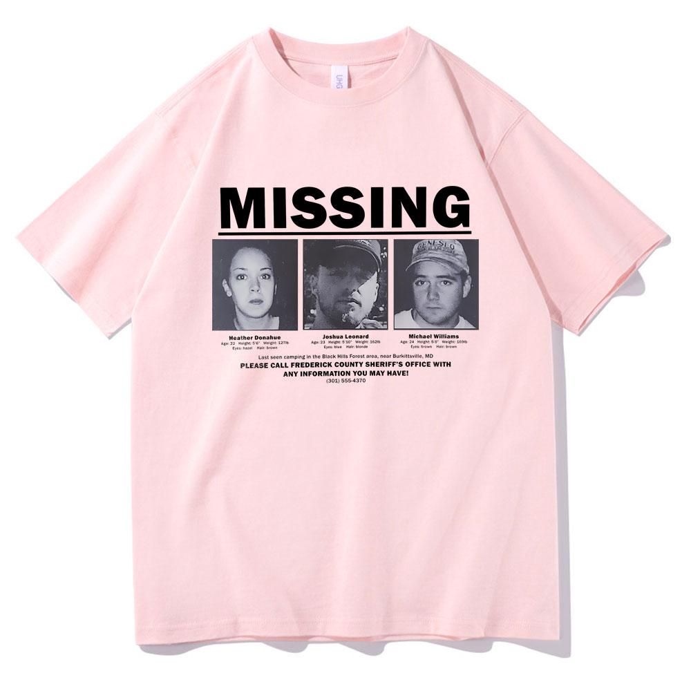 Film Horror Suspense The Blair Witch Project Mugshot Mancante T-shirt Uomo Donna Moda Vintage T-shirt Maschio Puro Cotone T-shirt