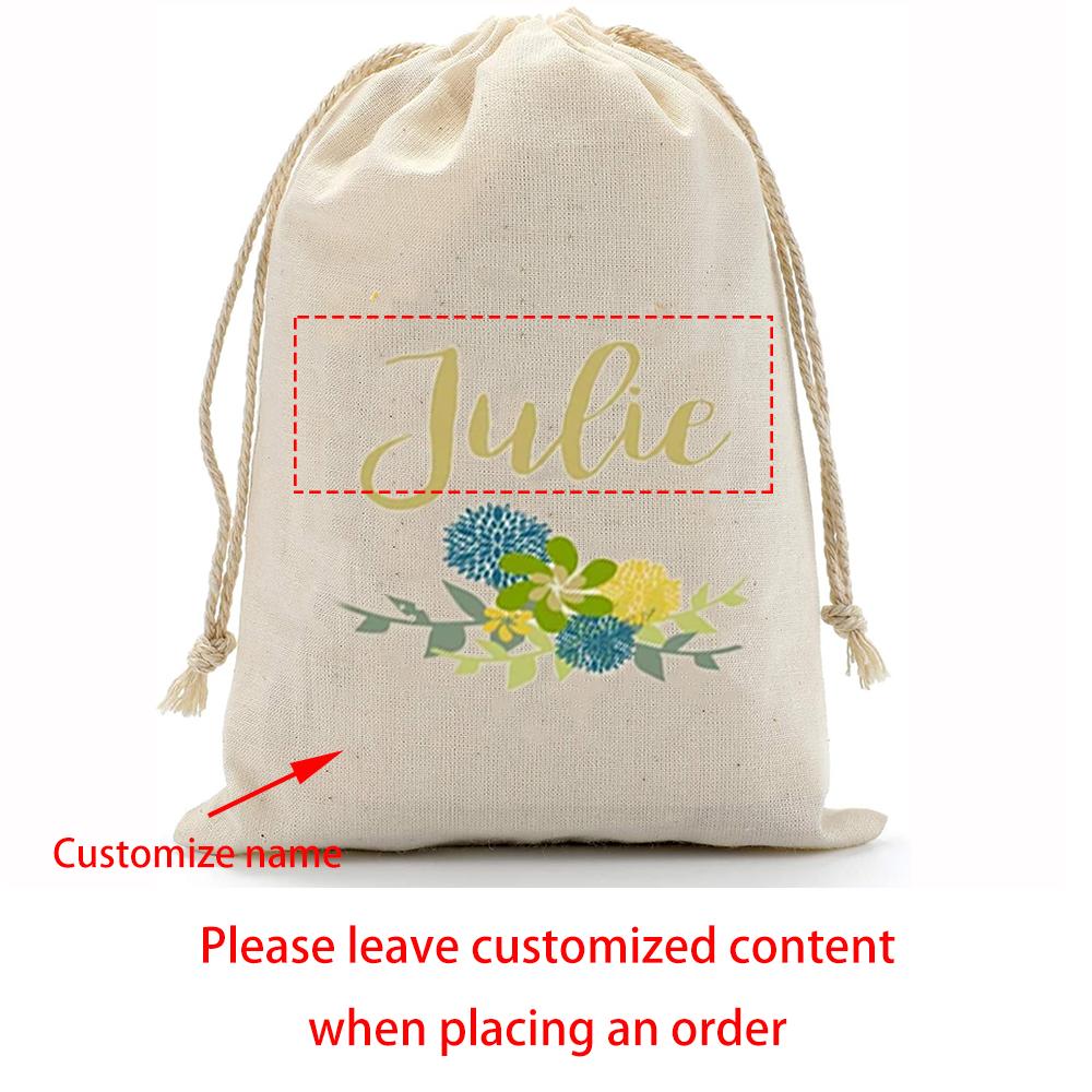 Personalized Muslin Favor Bags Floral Bridesmaid Gifts Wedding Favor Bags Birthday Bridal Shower Bachelorette Party Decoration