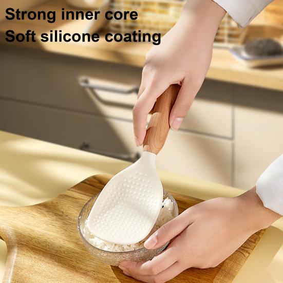 Standing Rice Spoon with Non-Stick Paddle Rice Spatula Spoon Heat Resistant Rice Cooker Spoon Serving Spoon for Grains