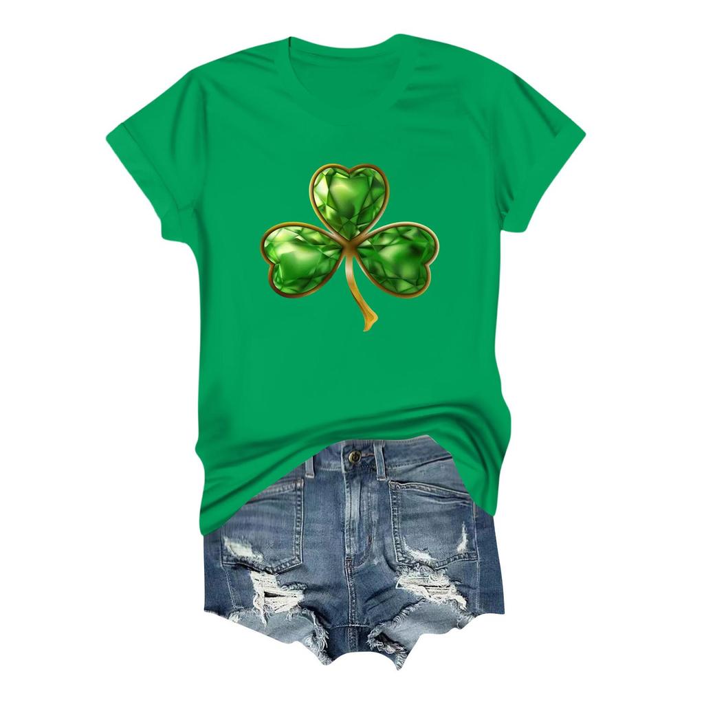 Women's Casual Printed T-shirt Round Neck Pullover Short Sleeve Top