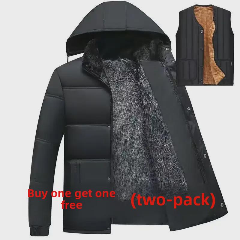 Men's Winter Cotton-Padded Jackets & Coats: Plush, Thickened, Ideal for Middle-Aged & Elderly Dads.