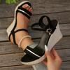 Large Size Wedge Heel Sandals for Women 2025 Summer New Muffin Thick-soled Waterproof Table Fish Mouth High-heeled Sandals for Women