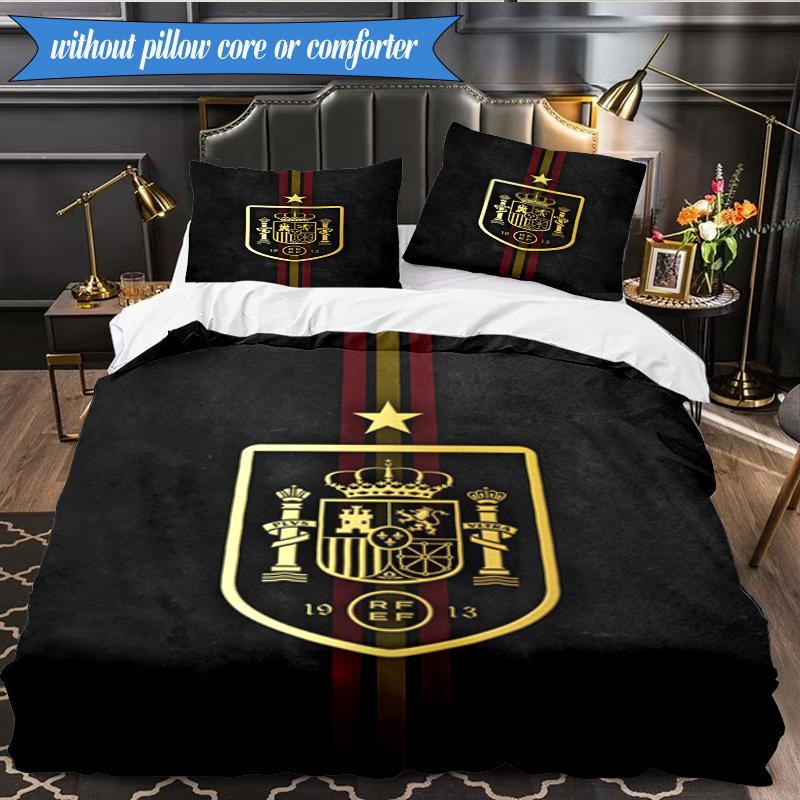 Spain National Football Team 3pcs Bedding,Including 1pc Duvet Cover And 2pcs Pillowcases Perfect for Christmas,Ideal for Bedroom, Dormitory