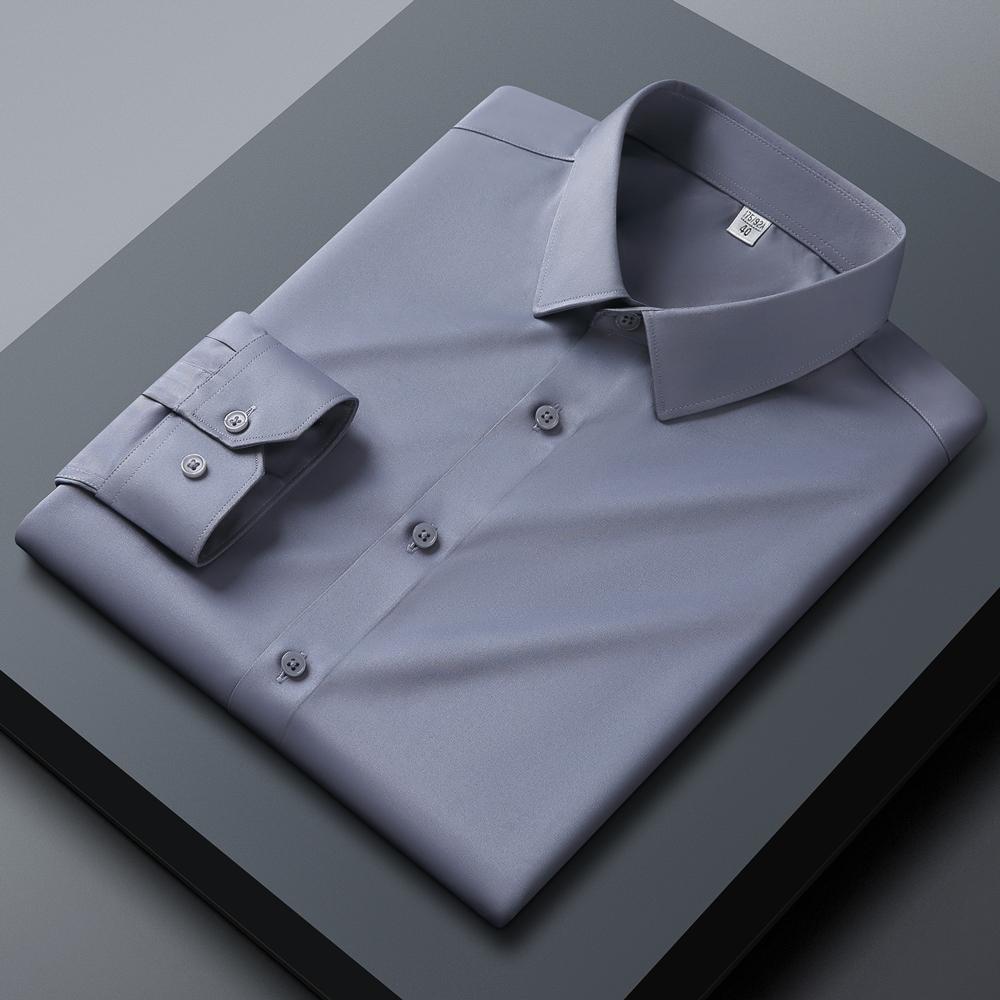 

Мужская рубашка стандартного кроя, эластичная, гладкая, не требующая глажки, с длинным рукавом, мягкая, удобная, для делового повседневного стиля, для офиса, на круглый год 44 серый