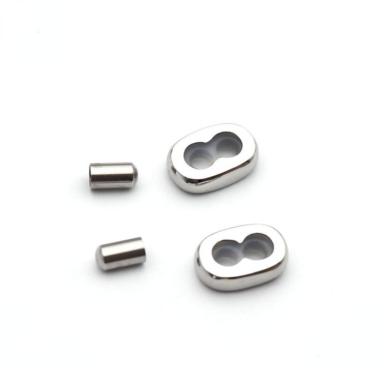 

1 Set of 4 Pieces Stainless Steel 8-character Built-in Rubber Ring Two-way Adjustment Clasps Leather Rope Couple Bracelet Buckle Aperture 3mm