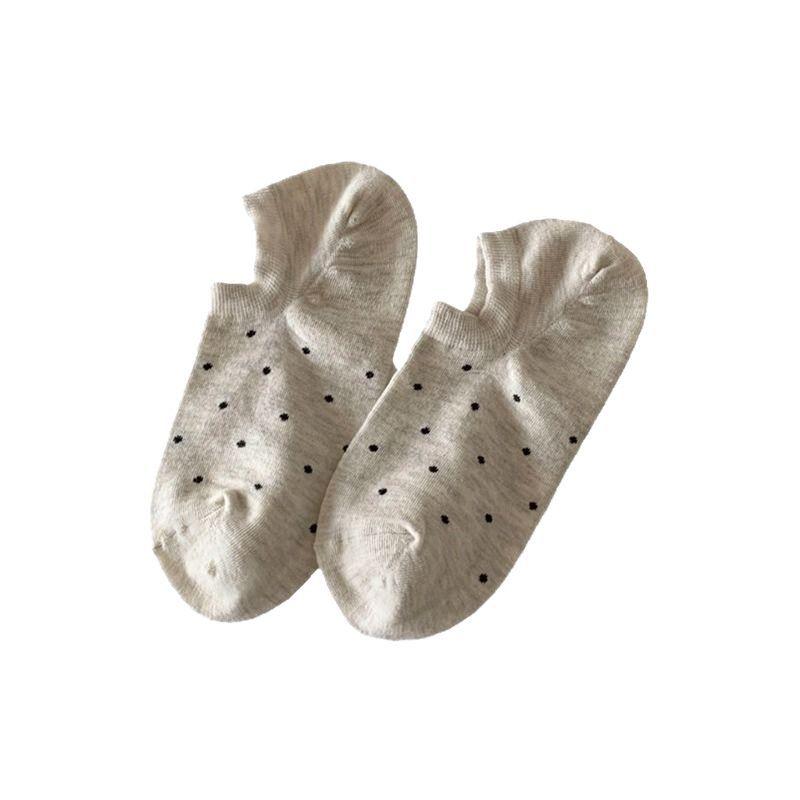 Ji Shallow Mouth Boat Socks Solid Color Polka Dots Do Not Fall Off, And Invisible Short Socks Polka Dot Boat Socks Women