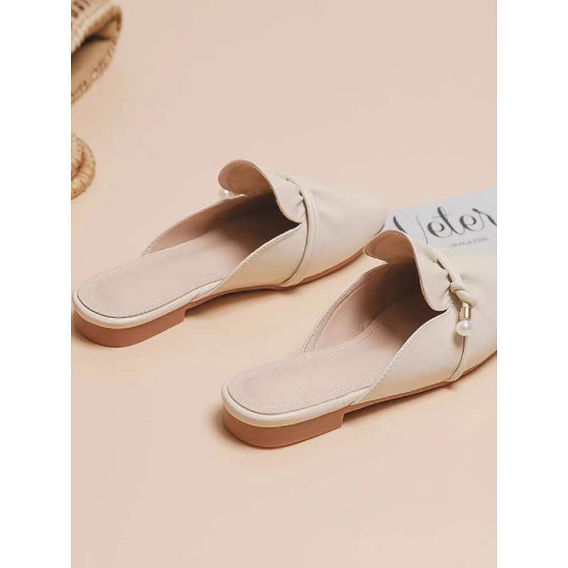 Summer out bag head slippers women's 2025 lightweight soft sole heel-less lazy shoes home single shoes