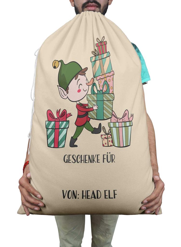 Printtoo 2 Pcs Large Santa Sacks with Drawstring Canvas Xmas Gifts Bags for Kids Christmas 27x20 Inch