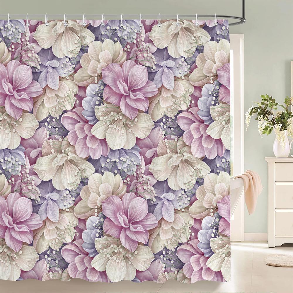 3D Flower Sunflower Plant Leaf Printed Shower Curtains Bathroom Curtain Frabic Waterproof Polyester Bathtub Screen With 12 Hooks