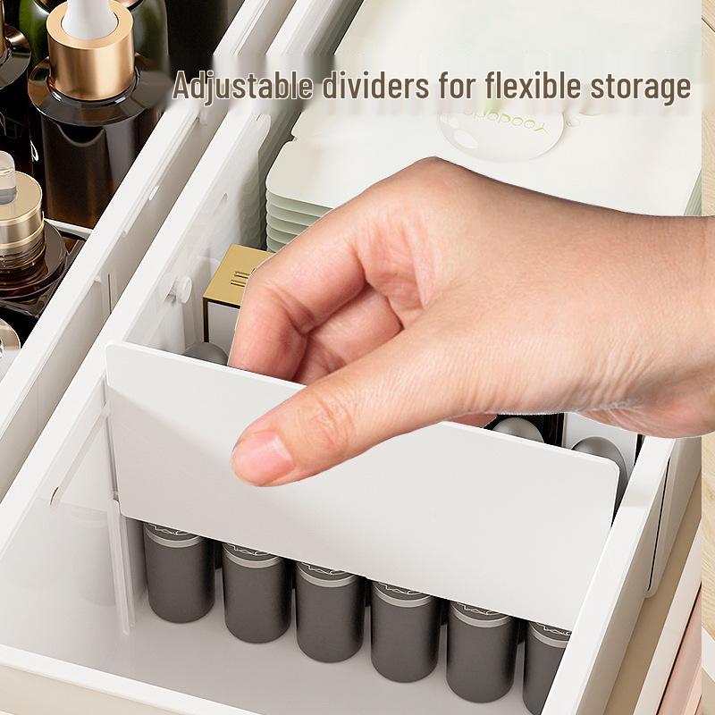 Telescopic Drawer Organizer with Built-in Compartments for Cosmetics and Lipstick