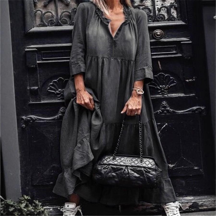 Women's Washed Denim Long Skirt Dress