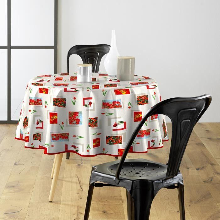Nappe ronde - Multicouleur - 160 cm - 100% PVC - Lavable - Pour 6 à 8 couverts