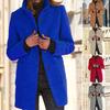 Women Fall Winter Coat Stand Collar Neck Protection Thick Solid Color Warm Windproof Mid Length Single-breasted Cardigan Long Sleeve Lady Overcoat