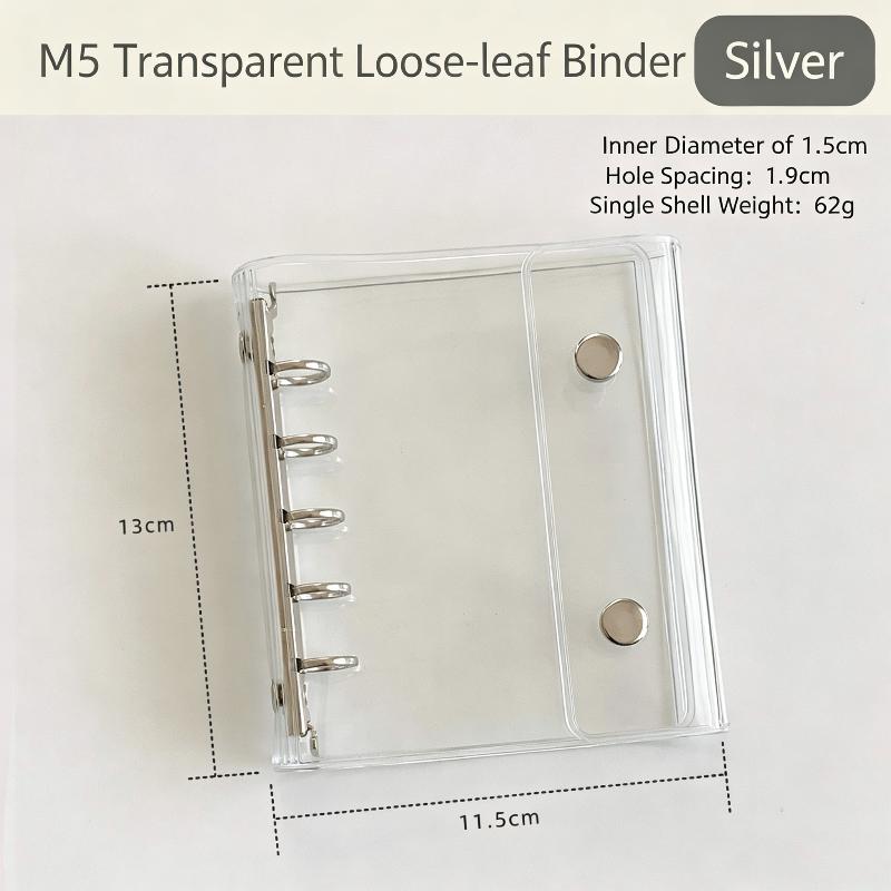M5 Widening Double Button Transparent PVC Soft Cover Binder Cover Journal Sketchbook Accessories Diary Office Supplies