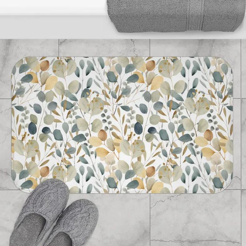 Boho Tropical Sun Palm Leaf Door Mat Modern Botanical Abstract Absorbent Floor Carpet Soft Non-Slip Decor Entryway Rug