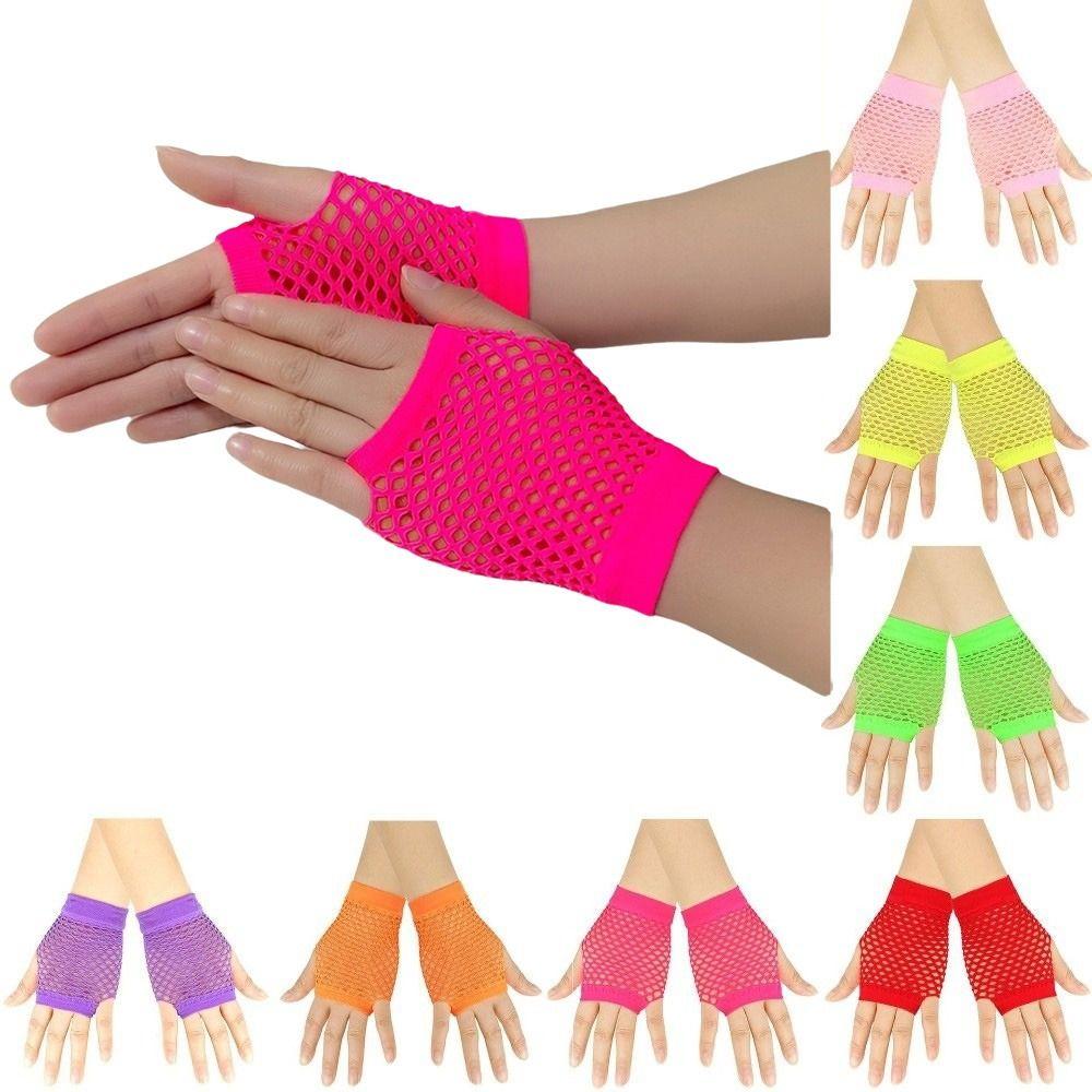 Elastic Short Fishnet Gloves Web Design Punk Rock Gloves Fingerless Mesh Gloves  Party Club