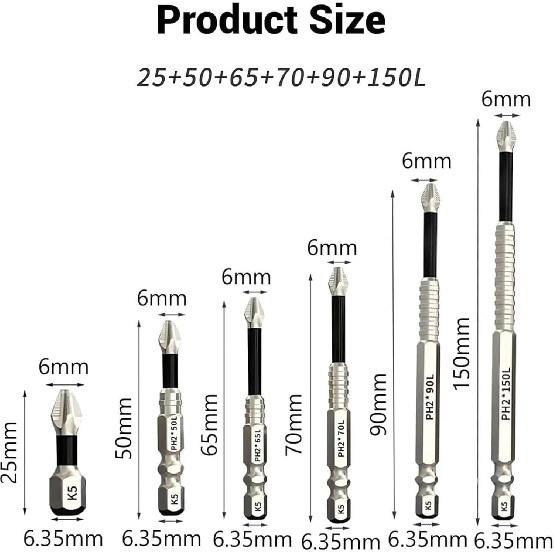 K5 Impact-Resistant and Non-Slip Bit, K5 Anti Slip Bit,Slideach Magnetic Screwdriver Bits, Anti Slip Ph2 Impact Driver Set, Slideach Magnetic