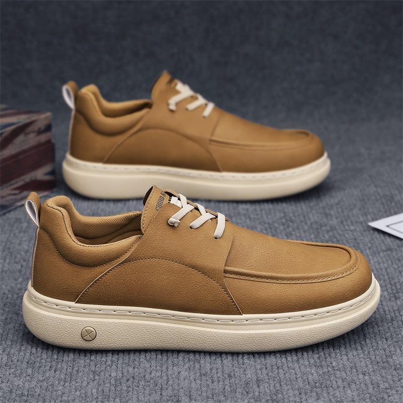 

22 new board shoes autumn and winter casual leather shoes comfortable non-slip simple wind lazy shoes business 44 хакі