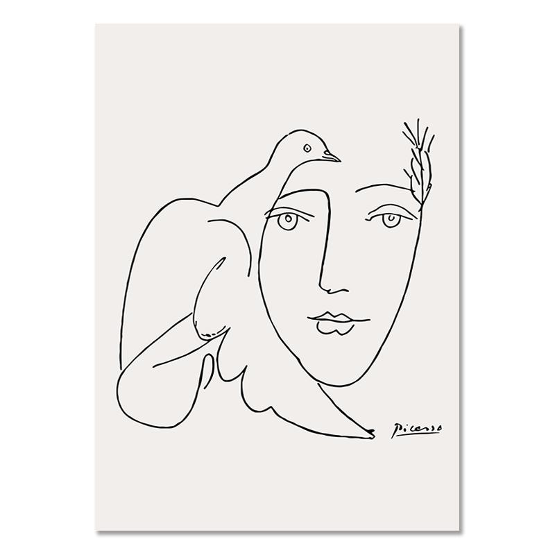 Abstract Line Bird Woman Face Canvas Paintings Picasso Matisse Minimalist Wall Art Poster Modern Print Pictures for Home Decor