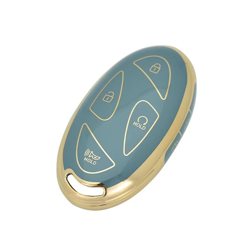 

5 7 Buttons Fashion Golden TPU Car Remote Key Case Cover Shell For Hyundai IONIQ 6 New Grand Prix GN7 Kona Protected Keyless Fob 7 butto key cover сірий