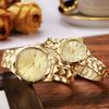 Luxury Couple Quartz Watch with Diamond Roman Dial Calendar Steel Band Couple Watch Set