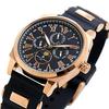 Salvatore Marra Men's Moon Phase Multi-Calendar Watch, 5 ATM Water Resistant, Business Formal Wear, Rubber Strap, Limited Edition, Blue and Pink Gold,