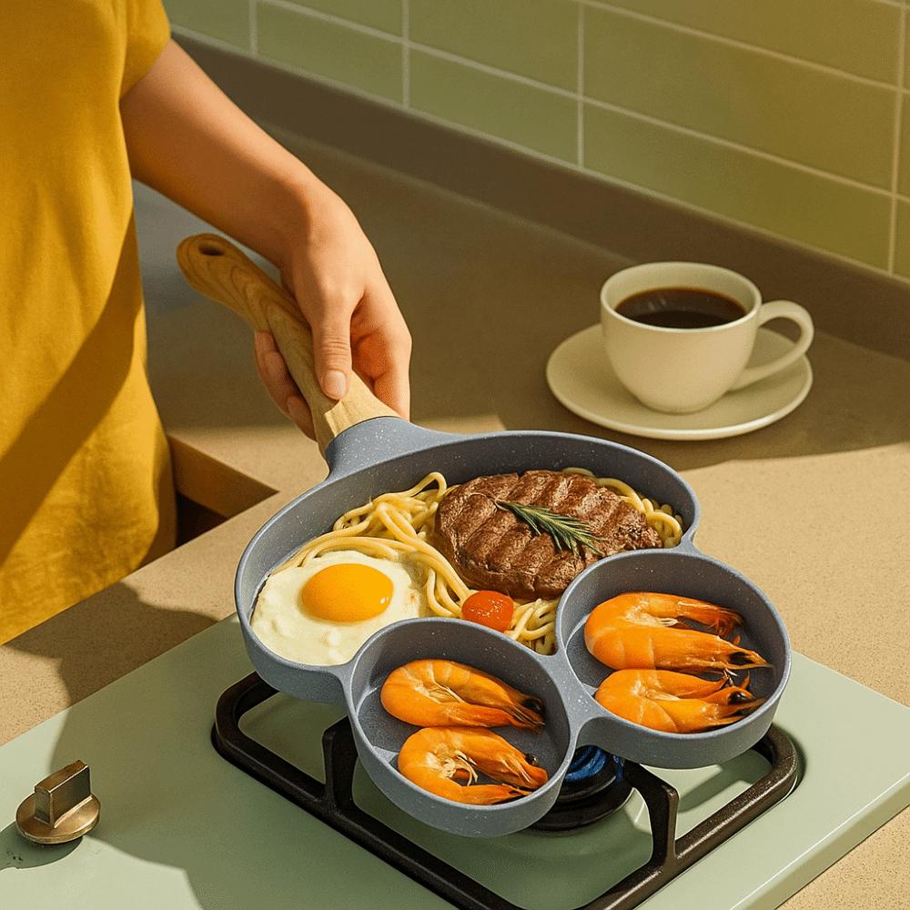 Wooden Handle MIni Omelette Pan Frog Smiley Grilled Steak Cooking Pan  Gas Induction Cooker