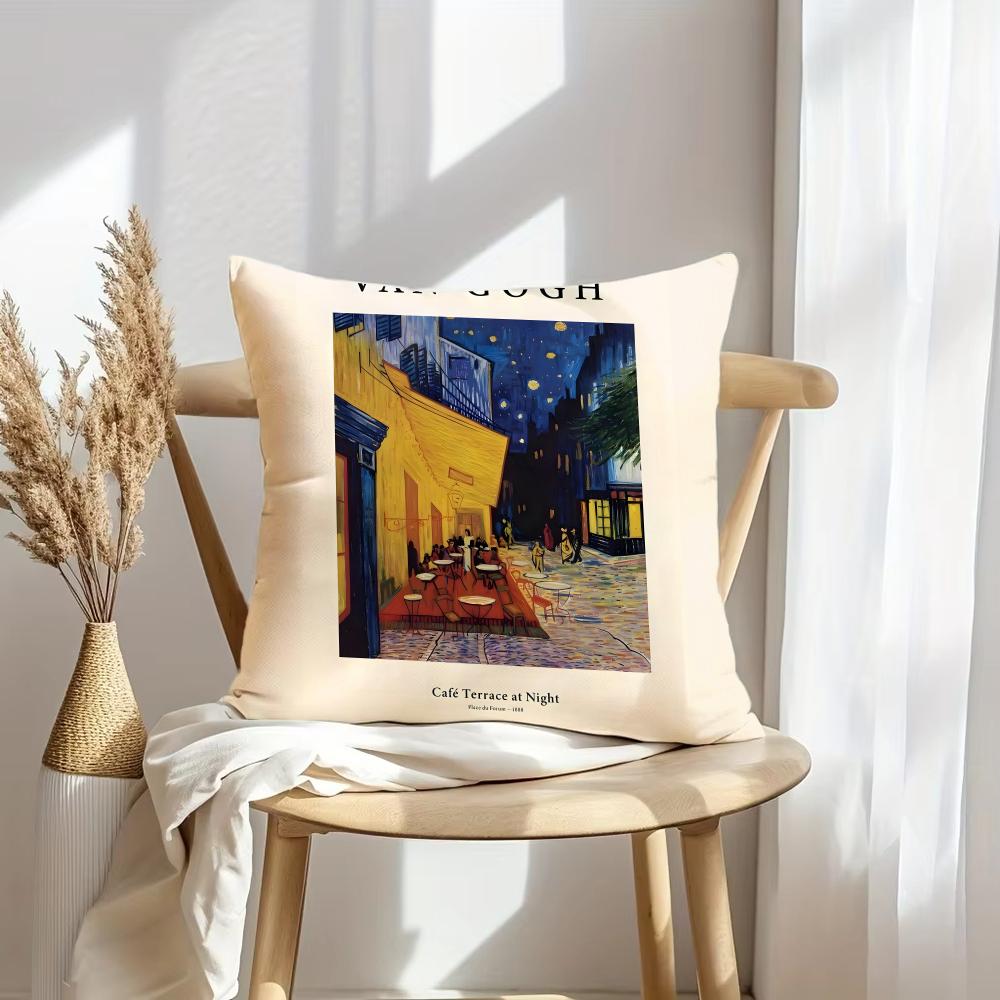 Van G-Gogh Kunst Kissenbezug Weicher Plüsch Überwurf Kissenbezug | Doppelseitige Dekorative Kissenhülle | Sofa Schlafzimmer Heimdekoration