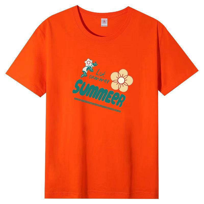 Female Cotton Short-sleeved T-shirt Female Summer Korean Loose Round Neck Printed Tops