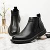 2025 Direct Supply Martin Boots Round Head Zipper Leather Boots Medium Help Men's Boots Trend Korean Version British Style Short Boots