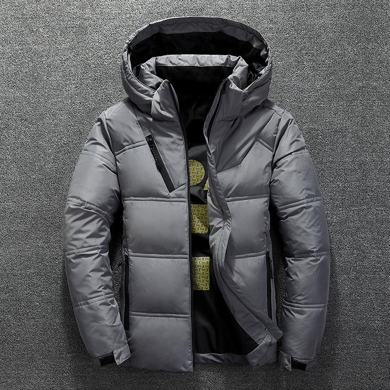 White Jacket Men Winter Warm Solid Color Hooded Down Coats Thick Parka Mens Down Jackets Winter Outdoor Coat