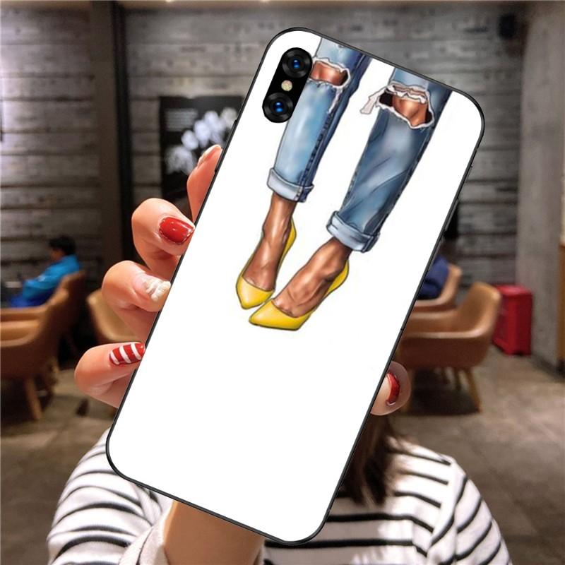 

Модный чехол для телефона на высоком каблуке для девочек для Xiaomi Mi 12 11T 10T 9T Lite Pro Ultra Note 10 Poco F3 F4 X4 GT Мягкая черная крышка для телефона Xiaomi POCO M3 Pro