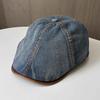 Nouveau lavage et vieux rétro denim patchwork petit bord chapeau octogonal littéraire et loisir chapeau de peintre homme tendance
