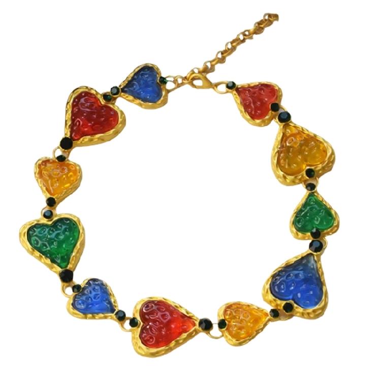 

Double Heart Drop Necklace Adjustable Crystals Clavicle Chain Stylish Accessory Sparkling Rhinestones Jewelry For Women 1