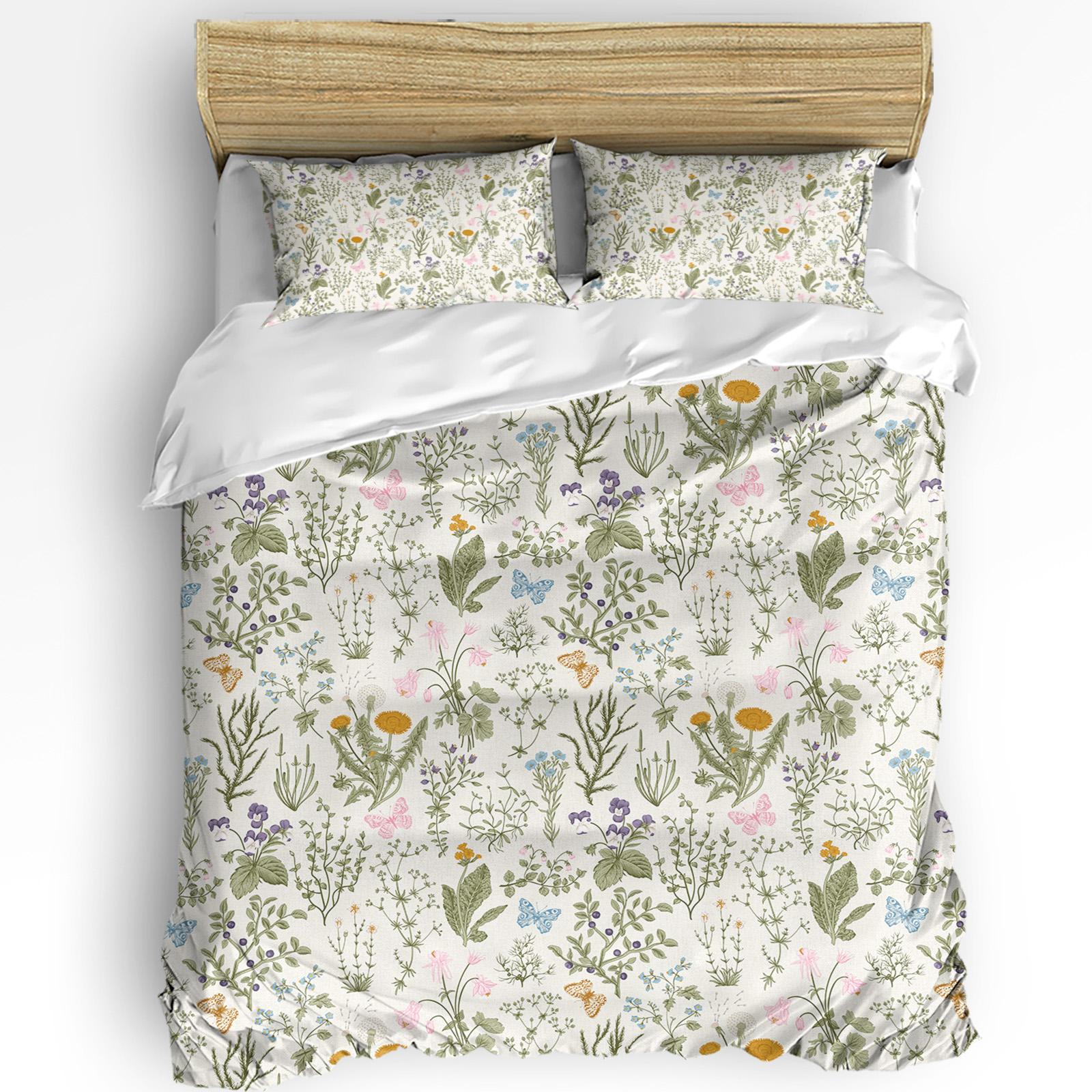 

Comforter Vintage Herbaceous Floral Butterfly Flower 3Pcs Bedding Set For Double Bed Home Textile Comforter (quilt)-EU Single(135*200cm)3pcs