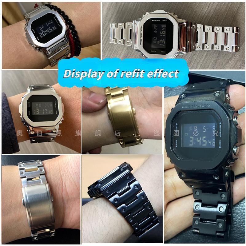 Stainless Steel watchband 16m For casio GG-SHOCK 3229 GM-5600 Small square watch band solid metal steel strap Bracelet WithTools